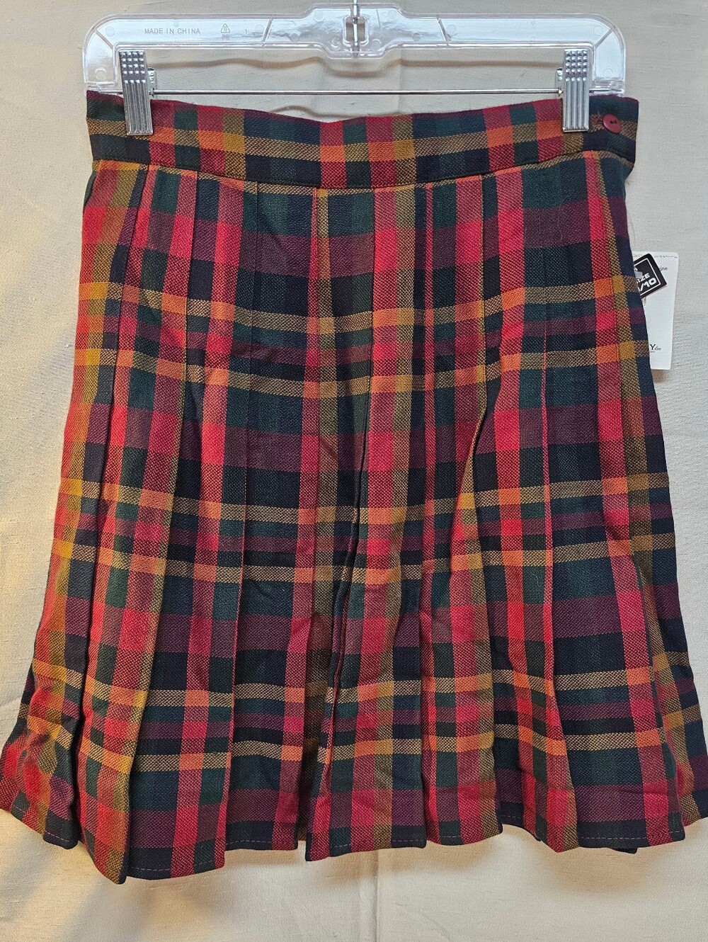 Vintage Bentley Red Multicolor Plaid Pleated Mini Skirt Size 9/10